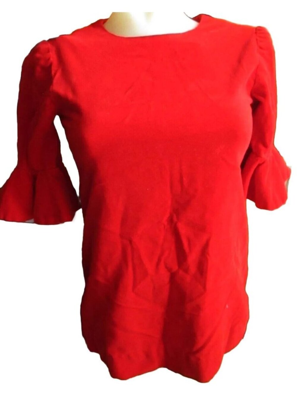 GIRLS Dress Vintage 1970's 8 Handmade Sewn Red Velvet Mod Dress
